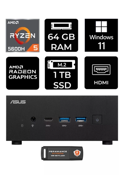ASUS ExpertCenter PN52 R5-5600H 64GB RAM 1TB SSD W11PRO MİNİ MASAÜSTÜ PC & PER4 BELLEK ürün görseli
