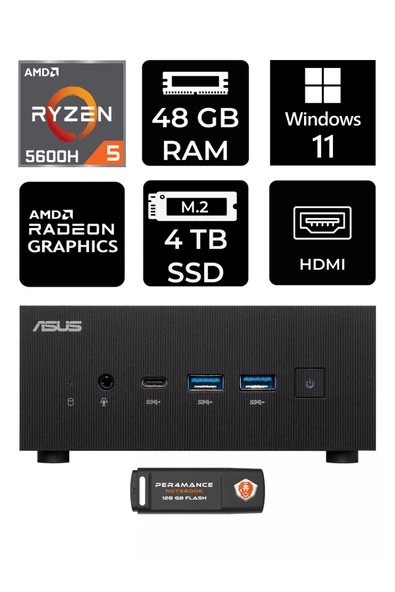 ASUS ExpertCenter PN52 R5-5600H 48GB RAM 4TB SSD W11HOME MİNİ MASAÜSTÜ PC & PER4 BELLEK