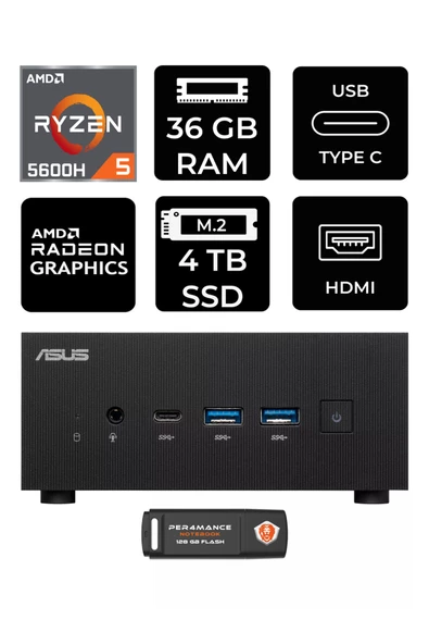 ASUS ExpertCenter PN52 R5-5600H 36GB RAM 4TB SSD FDOS MİNİ MASAÜSTÜ PC & PER4 BELLEK