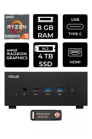 ASUS ExpertCenter PN52 R9-5900HX 8GB RAM 4TB SSD FDOS MİNİ MASAÜSTÜ PC & PER4 BELLEK