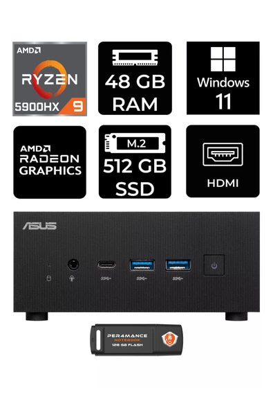 ASUS ExpertCenter PN52 R9-5900HX 48GB RAM 512GB SSD W11PRO MİNİ MASAÜSTÜ PC & PER4 BELLEK