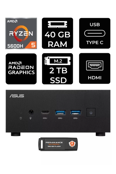 ASUS ExpertCenter PN52 R5-5600H 40GB RAM 2TB SSD FDOS MİNİ MASAÜSTÜ PC & PER4 BELLEK