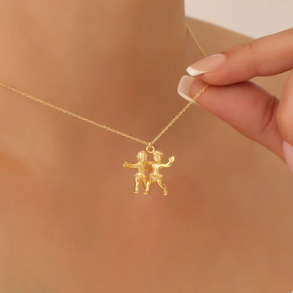 925 Ayar Gümüş Üç Boyutlu İkizler Kolye - CN00361 ürün görseli 1