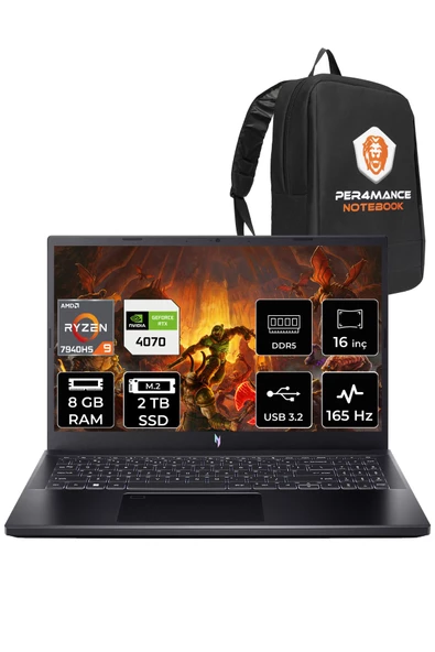 ACER Nitro V 15 i5 13420H 8GB 2TB SSD RTX3050/6GB 144HZ 15.6" FHD FDOS NH.QNCEY.002 & PER4 ÇANTA