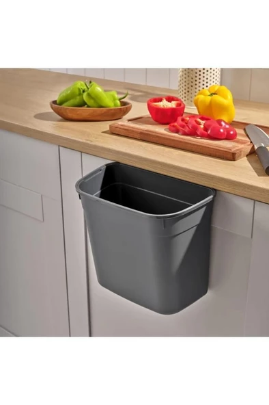 Plastik Askılı Kapaksız Mutfak Banyo Çöp Kutusu Kovası 6 Litre Mavi - 3