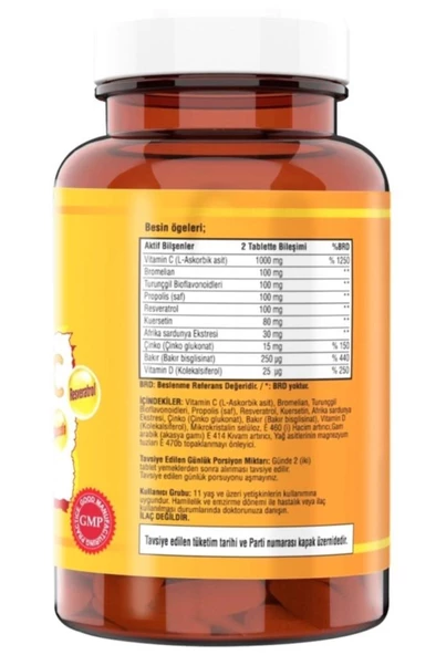 NCS Vitamin C Çinko Propolis 120 Tablet Vitamin D Quercetin Resveratrol - 2