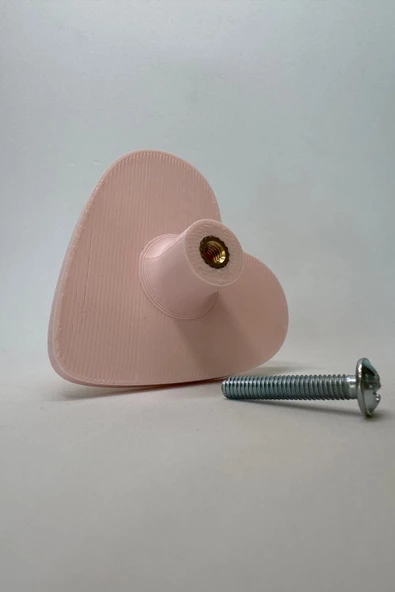 Pomerol Pembe Kalp Dolap Kulpu - Çocuk Odası, Mutfak ve Banyo İçin Modern, Şık ve Dayanıklı Mobilya Kulp, DK - 5