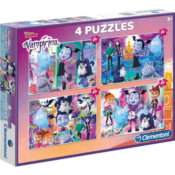 Clementoni 4 in 1 Puzzle Disney Junior Vampirina 4 ü 1 Arada Yapboz 2 Adet 20 Parçalı 2 Adet 40 Parçalı Yapboz Seti