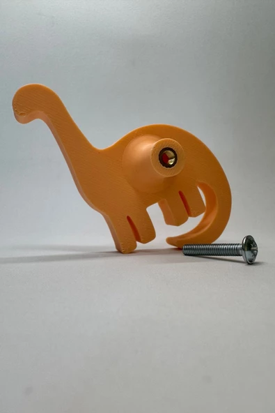 Pomerol Turuncu Dino 4 Dolap Kulpu - Çocuk Odası, Mutfak ve Banyo İçin Modern ve Sevimli Mobilya Kulp - 5