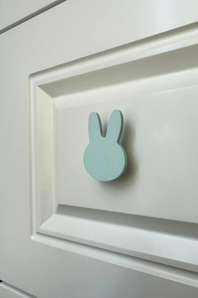 Pomerol Mavi Tavşan Dolap Kulpu - Çocuk Odası, Mutfak ve Banyo İçin Eğlenceli ve Dayanıklı Mobilya Kulp, DZ