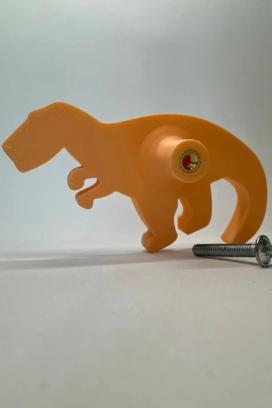 Pomerol Turuncu Dino 1 Dolap Kulpu - Çocuk Odası, Mutfak ve Banyo İçin Modern ve Sevimli Mobilya Kulp - 5