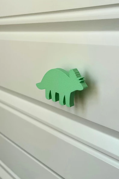 Pomerol Yeşil Dino 6 Dolap Kulpu - Çocuk Odası, Mutfak ve Banyo İçin Modern ve Dayanıklı Mobilya Kulp - 2