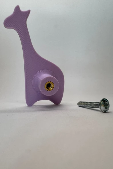 Pomerol Mor Zürafa Dolap Kulpu - Çocuk Odası, Mutfak ve Banyo İçin Modern ve Dayanıklı Mobilya Kulp, DH - 5