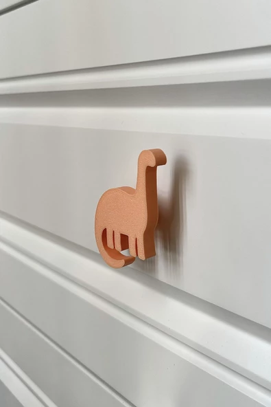 Pomerol Turuncu Dino 4 Dolap Kulpu - Çocuk Odası, Mutfak ve Banyo İçin Modern ve Sevimli Mobilya Kulp - 2