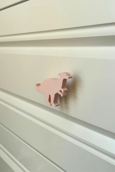 Pomerol Pembe Dino2 Dolap Kulpu -Çocuk Odası, Mutfak ve Banyo İçin Modern, Sevimli ve Dayanıklı Mobilya Kulp - 2