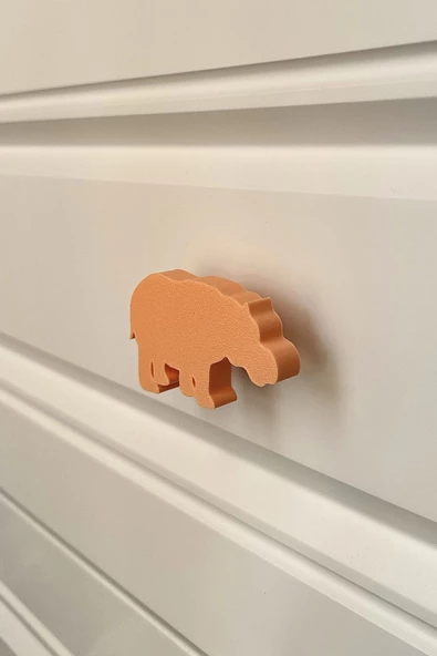 Pomerol Turuncu Hipopotam Dolap Kulpu - Çocuk Odası, Mutfak ve Banyo İçin Modern Mobilya Kulp - 2