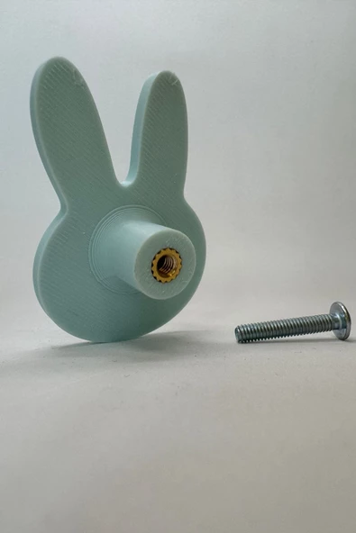 Pomerol Mavi Tavşan Dolap Kulpu - Çocuk Odası, Mutfak ve Banyo İçin Eğlenceli ve Dayanıklı Mobilya Kulp, DZ - 5