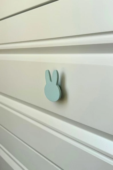 Pomerol Mavi Tavşan Dolap Kulpu - Çocuk Odası, Mutfak ve Banyo İçin Eğlenceli ve Dayanıklı Mobilya Kulp, DZ - 2