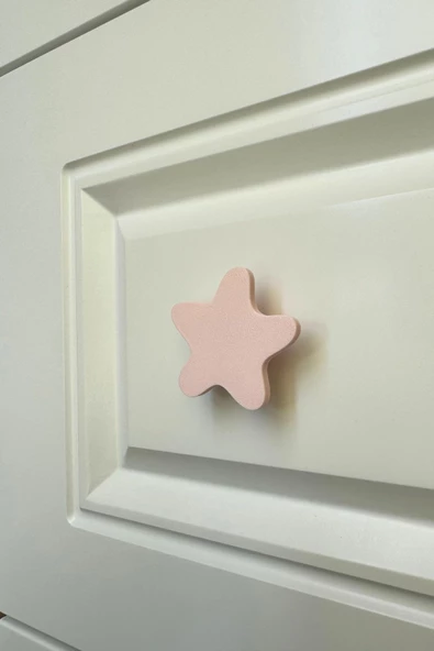 Pomerol Pembe Yıldız Dolap Kulpu - Çocuk Odası ve Modern Mutfaklar İçin Zarif Mobilya Kulbu, DY