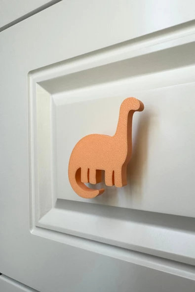 Pomerol Turuncu Dino 4 Dolap Kulpu - Çocuk Odası, Mutfak ve Banyo İçin Modern ve Sevimli Mobilya Kulp