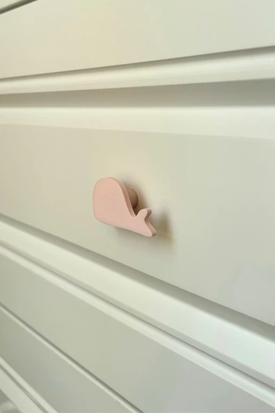 Pomerol Pembe Balina Dolap Kulpu-Çocuk Odası, Mutfak ve Banyo İçin Modern, Şık ve Dayanıklı Mobilya Kulp, DH - 2