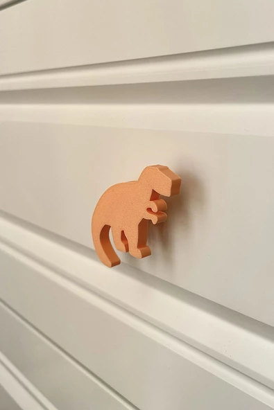 Pomerol Turuncu Dino 1 Dolap Kulpu - Çocuk Odası, Mutfak ve Banyo İçin Modern ve Sevimli Mobilya Kulp - 2