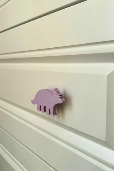 Pomerol Mor Dino 6 Dolap Kulpu -Çocuk Odası, Mutfak ve Banyo İçin Modern, Sevimli ve Dayanıklı Mobilya Kulp - 2