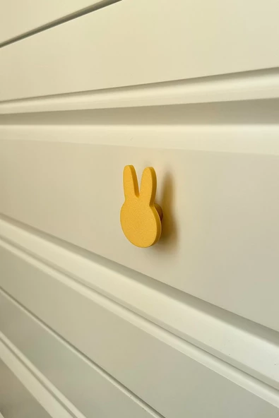 Pomerol Sarı Tavşan Dolap Kulpu - Çocuk Odası, Mutfak ve Banyo İçin Modern, Sevimli  Mobilya Kulp, DH - 2