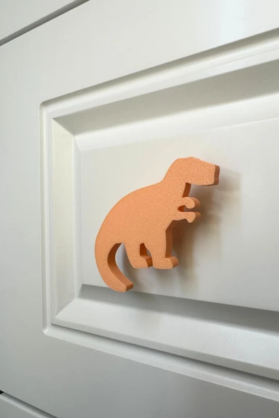 Pomerol Turuncu Dino 1 Dolap Kulpu - Çocuk Odası, Mutfak ve Banyo İçin Modern ve Sevimli Mobilya Kulp