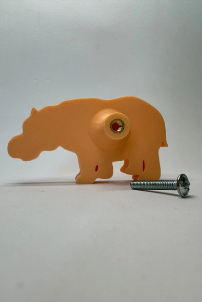 Pomerol Turuncu Hipopotam Dolap Kulpu - Çocuk Odası, Mutfak ve Banyo İçin Modern Mobilya Kulp - 5