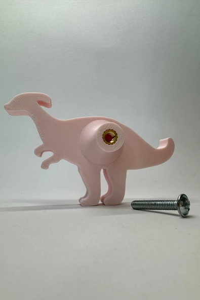 Pomerol Pembe Dino2 Dolap Kulpu -Çocuk Odası, Mutfak ve Banyo İçin Modern, Sevimli ve Dayanıklı Mobilya Kulp - 5