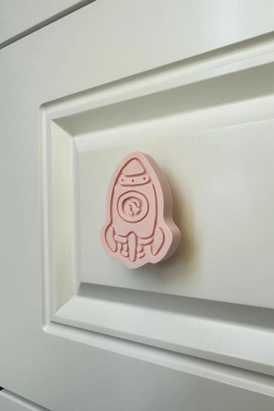 Pomerol Pembe Roket Dolap Kulpu - Çocuk Odaları, Mutfak ve Banyo Dolapları İçin Eğlenceli ve Dayanıklı Kulp