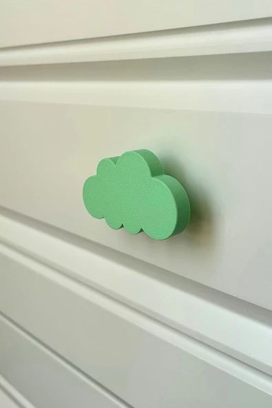 Pomerol Yeşil Bulut Dolap Kulpu - Çocuk Odası, Mutfak ve Banyo İçin Canlı ve Dayanıklı Mobilya Kulp - 2