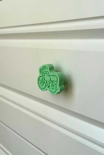 Pomerol Yeşil Motor Dolap Kulpu - Çocuk Odaları, Mutfak ve Banyo Dolapları İçin Dayanıklı ve Şık Kulp - 2