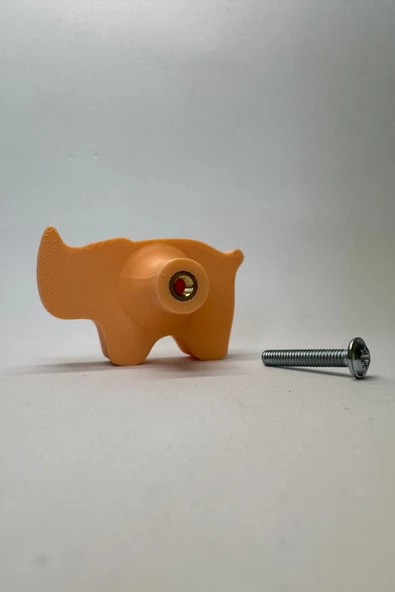 Pomerol Turuncu Gergedan Dolap Kulpu - Çocuk Odası, Mutfak ve Banyo İçin Renkli ve Dayanıklı Mobilya Kulp D - 5