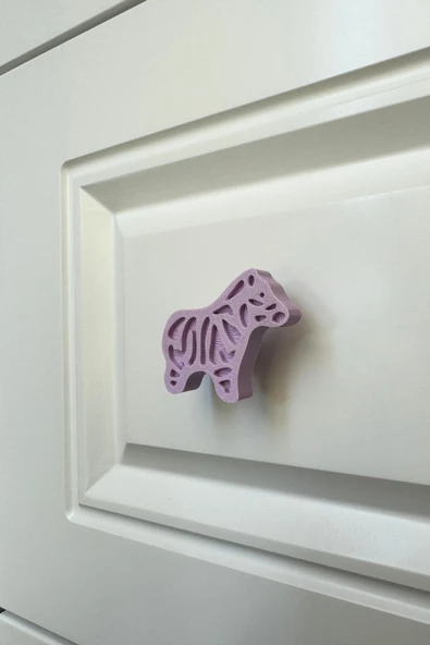 Pomerol Mor Zebra Dolap Kulpu - Çocuk Odası, Mutfak ve Banyo İçin Sevimli ve Dayanıklı Mobilya Kulp  D