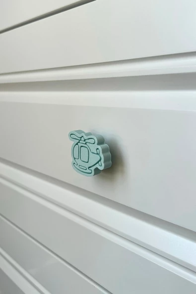 Pomerol Mavi Helikopter Dolap Kulpu - Çocuk Odalarına, Mutfak ve Banyo Dolaplarına Şıklık ve Eğlence Katın! - 2