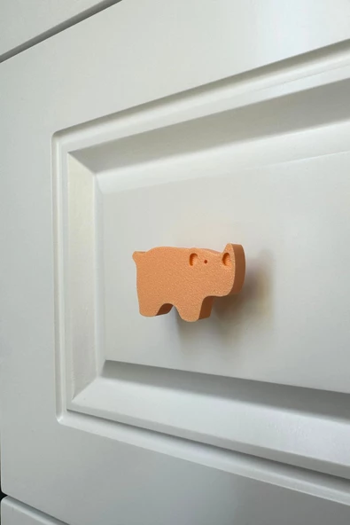 Pomerol Turuncu Gergedan Dolap Kulpu - Çocuk Odası, Mutfak ve Banyo İçin Renkli ve Dayanıklı Mobilya Kulp D