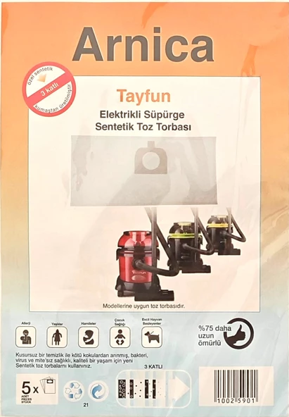 Arnica Tayfun süpürge torbası 5li - 2