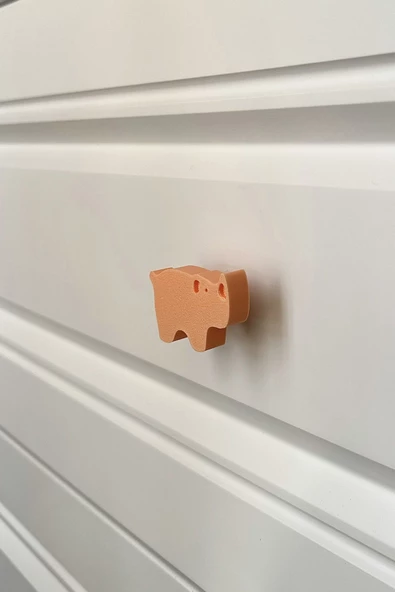 Pomerol Turuncu Gergedan Dolap Kulpu - Çocuk Odası, Mutfak ve Banyo İçin Renkli ve Dayanıklı Mobilya Kulp D - 2