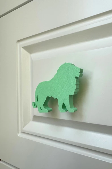 Pomerol Yeşil Aslan Dolap Kulpu - Çocuk Odası, Mutfak ve Banyo İçin Modern, Eğlenceli ve Dayanıklı Kulp - 2
