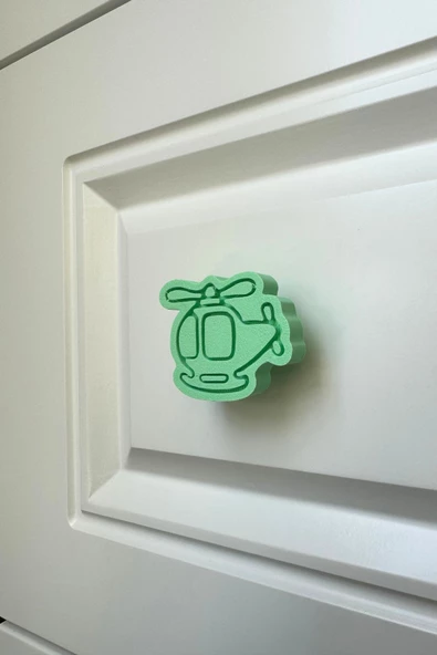 Pomerol Yeşil Helikopter Mobilya Kulpu - Çocuk Odalarına, Mutfak ve Banyo Dolaplarına Canlılık Katın!