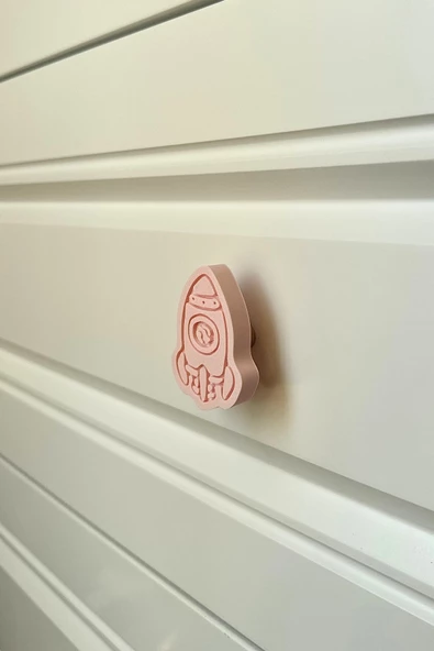 Pomerol Pembe Roket Dolap Kulpu - Çocuk Odaları, Mutfak ve Banyo Dolapları İçin Eğlenceli ve Dayanıklı Kulp - 2