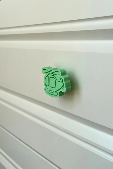 Pomerol Yeşil Helikopter Mobilya Kulpu - Çocuk Odalarına, Mutfak ve Banyo Dolaplarına Canlılık Katın! - 2