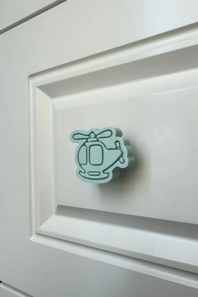 Pomerol Mavi Helikopter Dolap Kulpu - Çocuk Odalarına, Mutfak ve Banyo Dolaplarına Şıklık ve Eğlence Katın!