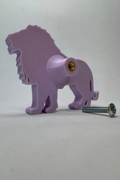 Pomerol Mor Aslan Dolap Kulpu - Çocuk Odası, Mutfak ve Banyo İçin Eğlenceli ve Dayanıklı Mobilya Kulp - 4