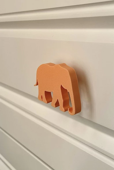 Pomerol Turuncu Fil Dolap Kulpu - Çocuk Odası, Mutfak ve Banyo İçin Modern, Şık ve Dayanıklı Mobilya Kulp - 2