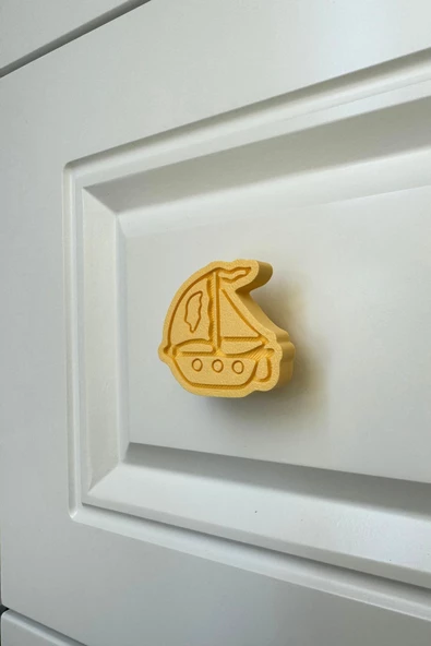 Pomerol Sarı Yelkenli Dolap Kulpu - Çocuk Odaları, Mutfak ve Banyo Dolapları İçin Modern ve  Dekoratif Kulp