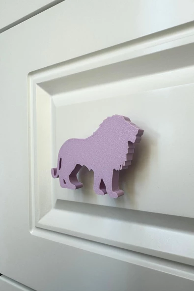 Pomerol Mor Aslan Dolap Kulpu - Çocuk Odası, Mutfak ve Banyo İçin Eğlenceli ve Dayanıklı Mobilya Kulp