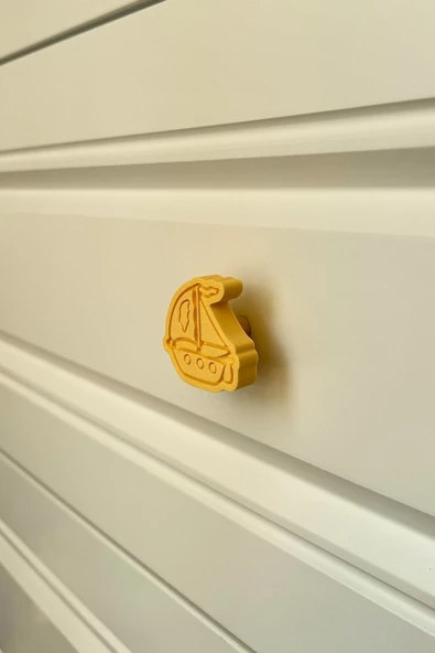 Pomerol Sarı Yelkenli Dolap Kulpu - Çocuk Odaları, Mutfak ve Banyo Dolapları İçin Modern ve  Dekoratif Kulp - 2